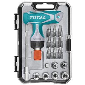 Викрутка з Т-подібною рукояткою і набором насадок TOTAL TACSD30186 18 шт