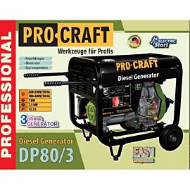 Генератор дизельный Procraft DP-80/3 (2,2/7 кВт)