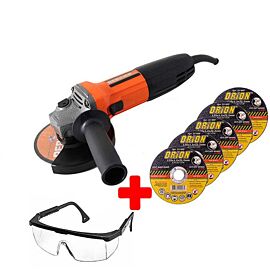 Акція! Кутова шліфмашинка REBINER RAG-1050-125 + Круги відрізні ORION + Окуляри [799 грн]