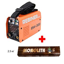 Акція! Інвертор зварювальний REBINER RW-300 + Електроди MONOLITH (3мм, 2.5 кг) [1999 грн]